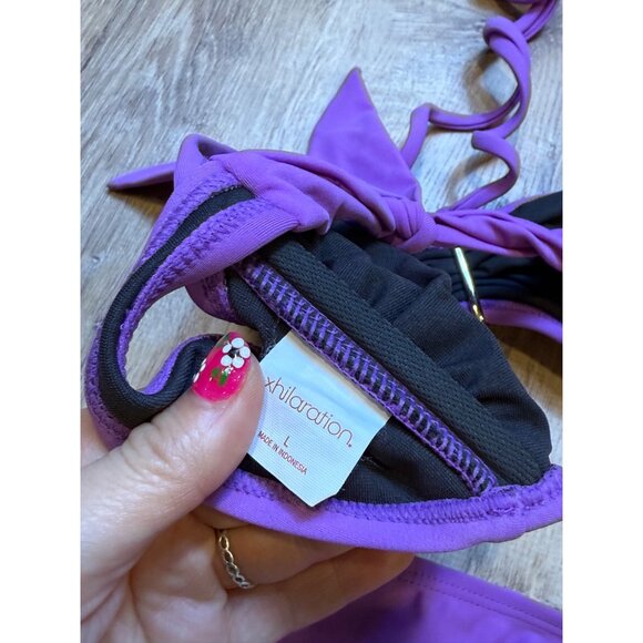 Y2K Purple Xhilaration Bikini Set With Jewel Accent & Tie Closures L/XL - Picture 5 of 5